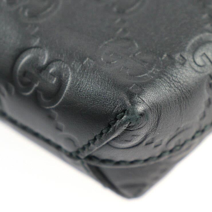 美品 GUCCI グッチ グッチシマ ショルダーバッグ 473882 レザー ブラック シルバー金具 2WAY セカンドバッグ ポーチ