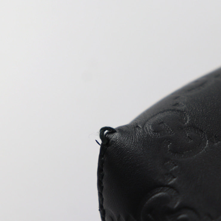 美品 GUCCI グッチ グッチシマ ショルダーバッグ 473882 レザー ブラック シルバー金具 2WAY セカンドバッグ ポーチ