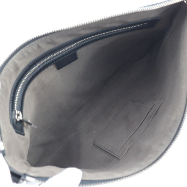 美品 GUCCI グッチ グッチシマ ショルダーバッグ 473882 レザー ブラック シルバー金具 2WAY セカンドバッグ ポーチ