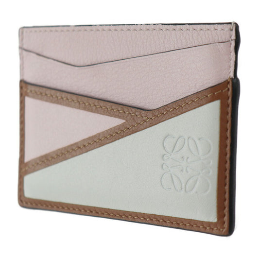 美品 LOEWE ロエベ PLAIN CARDHOLD プレーン カードホルダー PUZZLE パズル カードケース - レザー ピンク ホワイト系 ブラウン 名刺入れ パスケース アナグラム