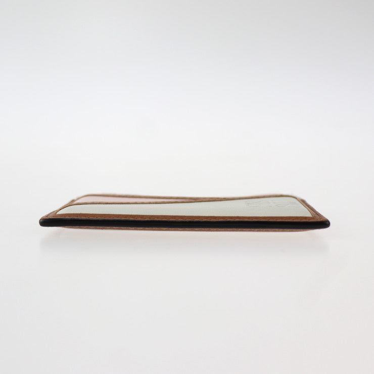 美品 LOEWE ロエベ PLAIN CARDHOLD プレーン カードホルダー PUZZLE パズル カードケース - レザー ピンク ホワイト系 ブラウン 名刺入れ パスケース アナグラム