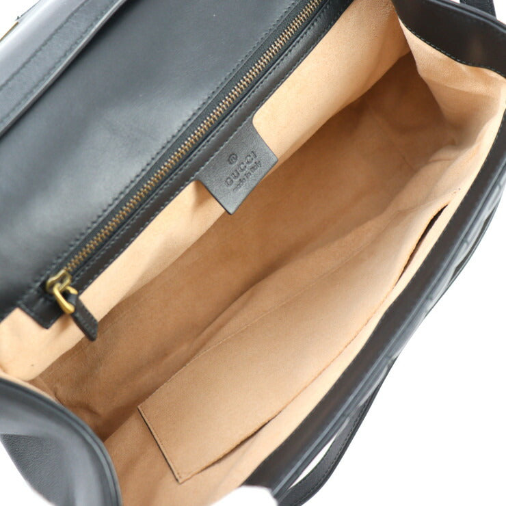 美品 GUCCI グッチ クイーンマーガレット トップハンドル バンブー ハンドバッグ 476531 カーフレザー ブラック アイボリー ゴールド金具 2WAY ショルダーバッグ 蜂 bee ビー