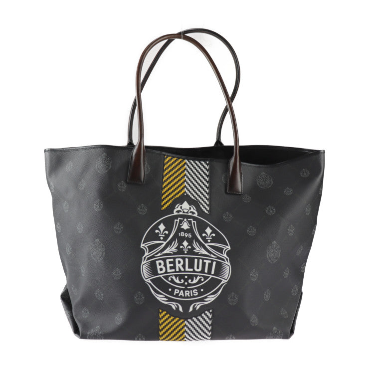 美品 Berluti ベルルッティ WHOPPING BRIAN ROCHEFORT トートバッグ M224704 PVC レザー シグネチャーキャンバス ヴェネチアレザー カーフレザー ブラック×ホワイト×イエロー ブラウン ショルダーバッグ ビッグサイズ