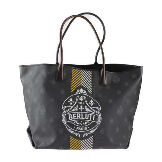 美品 Berluti ベルルッティ WHOPPING BRIAN ROCHEFORT トートバッグ M224704 PVC レザー シグネチャーキャンバス ヴェネチアレザー カーフレザー ブラック×ホワイト×イエロー ブラウン ショルダーバッグ ビッグサイズ