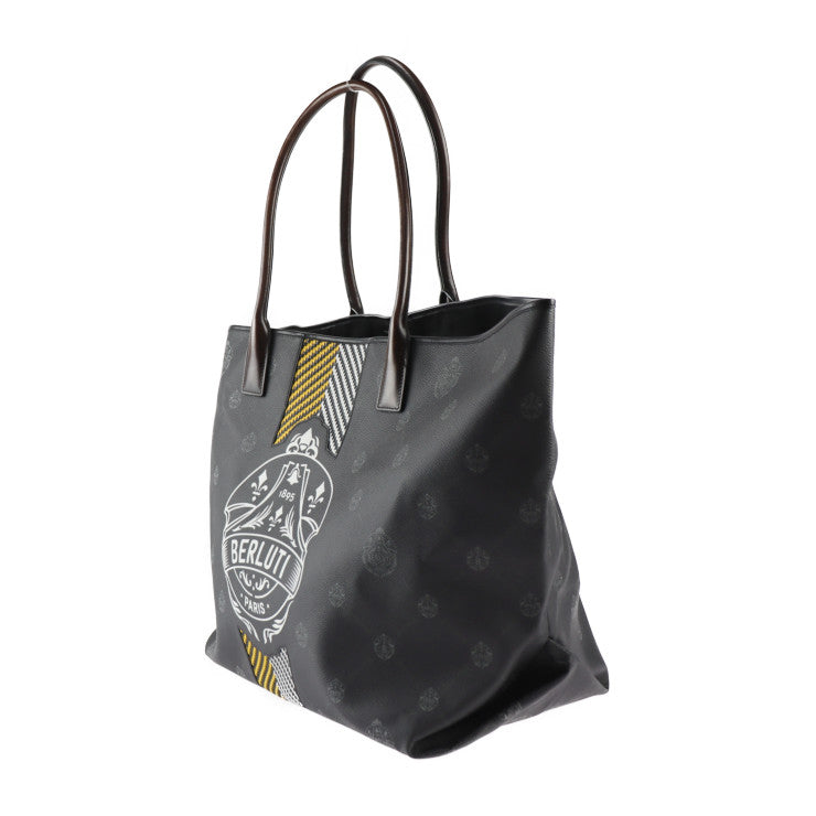 美品 Berluti ベルルッティ WHOPPING BRIAN ROCHEFORT トートバッグ M224704 PVC レザー シグネチャーキャンバス ヴェネチアレザー カーフレザー ブラック×ホワイト×イエロー ブラウン ショルダーバッグ ビッグサイズ