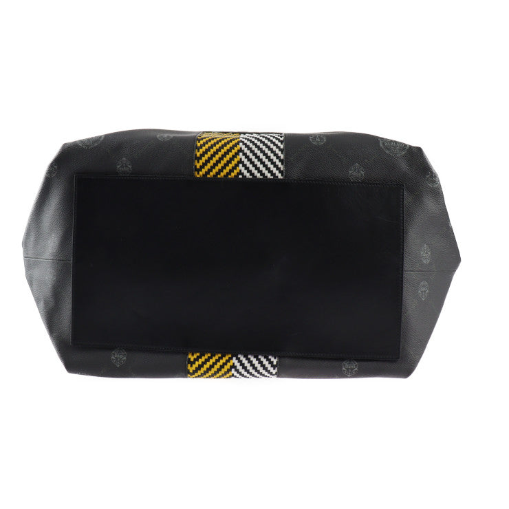 美品 Berluti ベルルッティ WHOPPING BRIAN ROCHEFORT トートバッグ M224704 PVC レザー シグネチャーキャンバス ヴェネチアレザー カーフレザー ブラック×ホワイト×イエロー ブラウン ショルダーバッグ ビッグサイズ