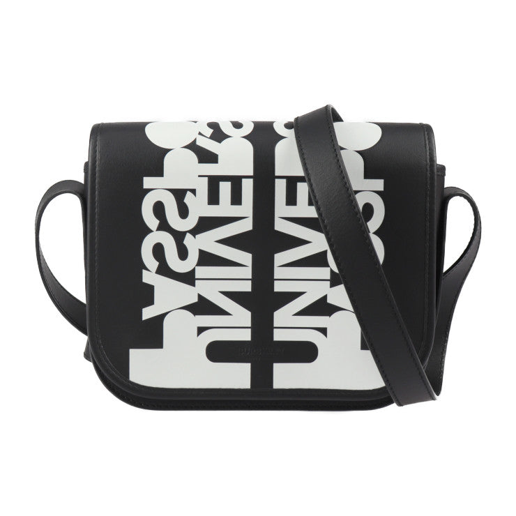 超美品 BURBERRY バーバリー ユニバーサル パスポート ショルダーバッグ 8051828 レザー ブラック ホワイト メッセンジャー クロスボディ