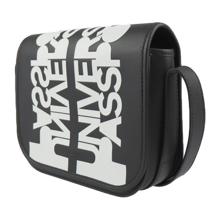 超美品 BURBERRY バーバリー ユニバーサル パスポート ショルダーバッグ 8051828 レザー ブラック ホワイト メッセンジャー クロスボディ