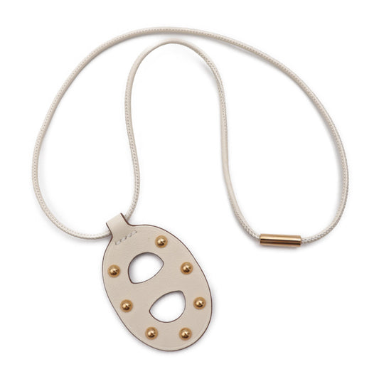 超美品 HERMES エルメス シェーヌ ダンクル PM ネックレス - スイフト NATA クリーム系 ブラウン系 ピンクゴールド金具 ペンダント 馬蹄刻印 スタッズ U刻印