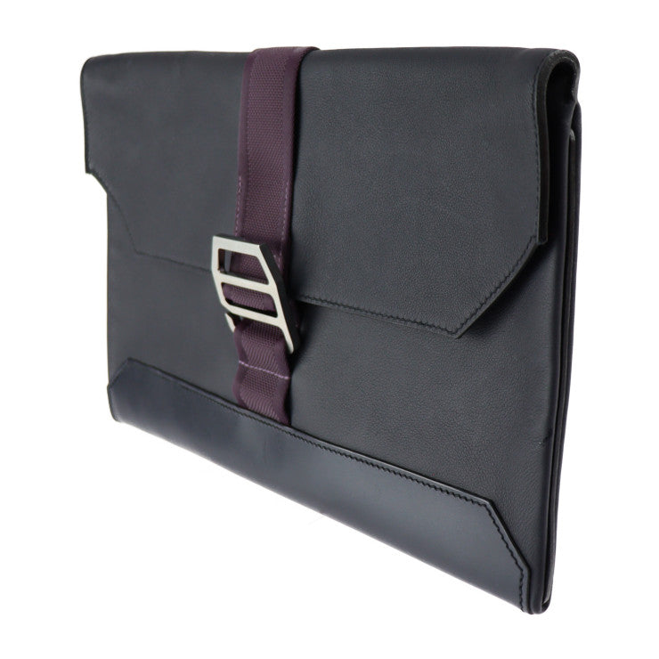 HERMES エルメス シティスライド クラッチバッグ - トリヨンクリストバル ブラック パープル系 シルバー金具 セカンドバッグ D刻印