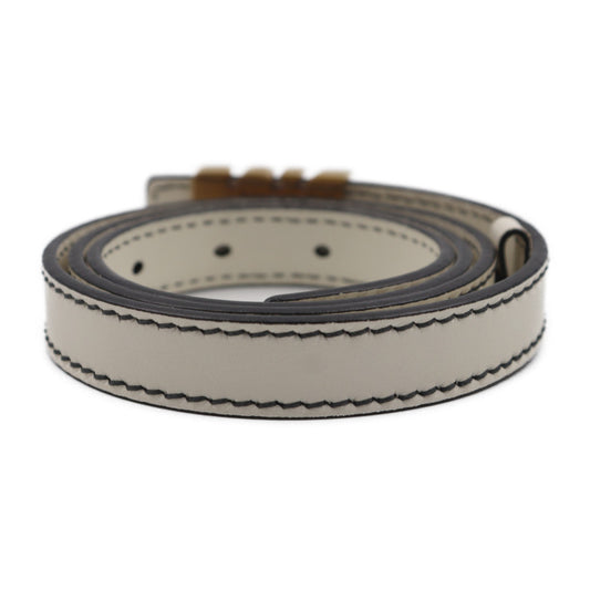 美品 Christian Dior クリスチャンディオール D-FENCE ディフェンス ベルト レザー アイボリー系 ゴールド金具 ロゴ ナローベルト