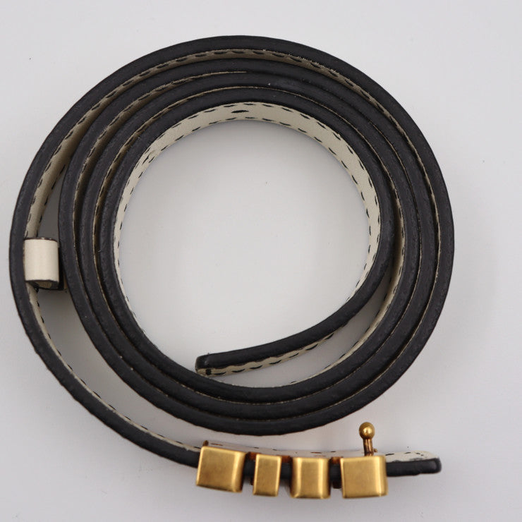 美品 Christian Dior クリスチャンディオール D-FENCE ディフェンス ベルト レザー アイボリー系 ゴールド金具 ロゴ ナローベルト