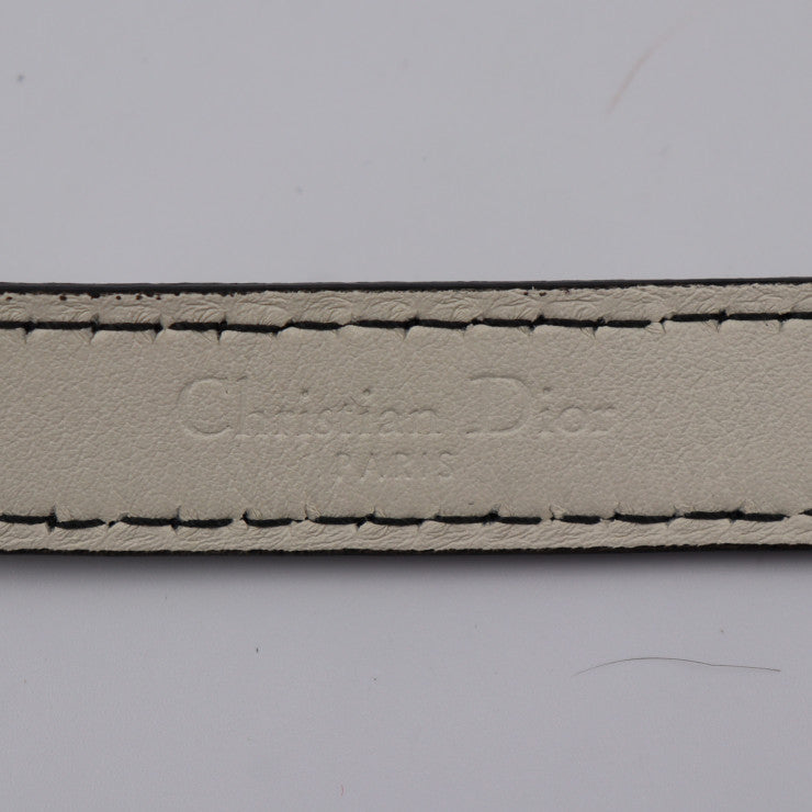 美品 Christian Dior クリスチャンディオール D-FENCE ディフェンス ベルト レザー アイボリー系 ゴールド金具 ロゴ ナローベルト