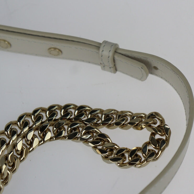 超美品 BVLGARI ブルガリ セルペンティ ダイヤモンド ブラスト ショルダーバッグ 289045 カーフレザー アイボリー系×シルバー系×ブラック ゴールド金具 チェーンショルダー キルティング