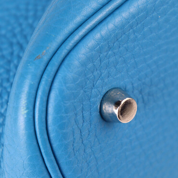 HERMES エルメス ピコタンロック MM 22 ハンドバッグ トリヨンクレマンス Blue Hydra ブルーイドラ シルバー金具 トートバッグ X刻印