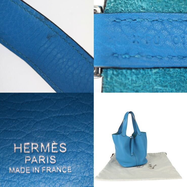 HERMES エルメス ピコタンロック MM 22 ハンドバッグ トリヨンクレマンス Blue Hydra ブルーイドラ シルバー金具 トートバッグ X刻印