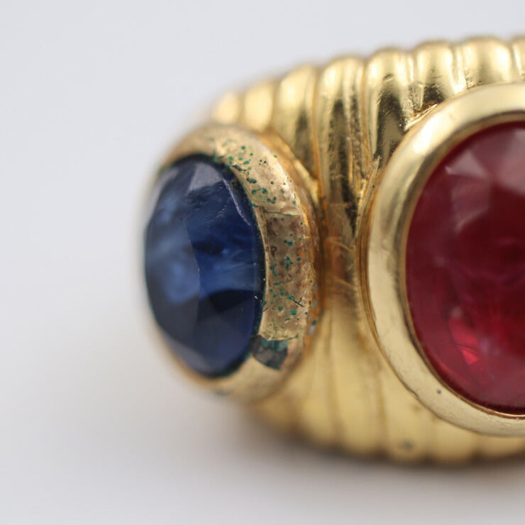 Christian Dior クリスチャンディオール 指輪 リング・指輪 - メタル カラーストーン ゴールド 赤 青 緑 ヴィンテージ オールドディオール