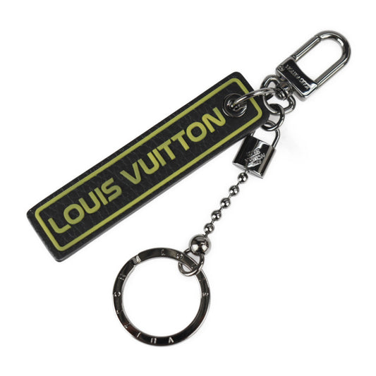 美品 LOUIS VUITTON ルイ ヴィトン ポルトクレ タブ キーホルダー MP2211 トリヨンレザー ブラック イエロー シルバー金具 キーリング ビトン