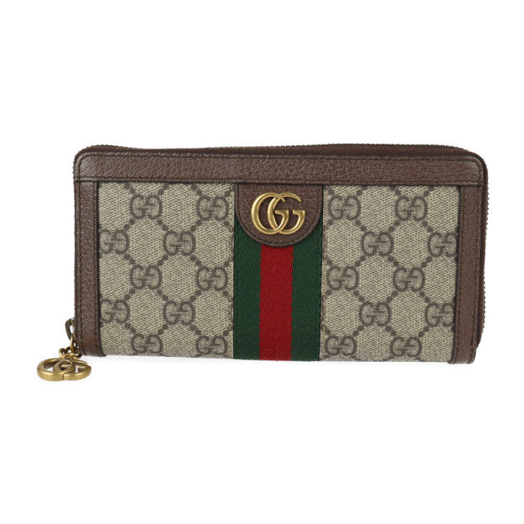 新古未使用展示品 GUCCI グッチ オフィディア GGスプリーム シェリーライン 長財布 604149 PVC レザー ベージュ エボニー レッド グリーン ゴールド金具 ラウンドファスナー GG ジップアラウンドウォレット DIYコレクション