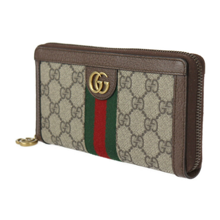 新古未使用展示品 GUCCI グッチ オフィディア GGスプリーム シェリーライン 長財布 604149 PVC レザー ベージュ エボニー レッド グリーン ゴールド金具 ラウンドファスナー GG ジップアラウンドウォレット DIYコレクション