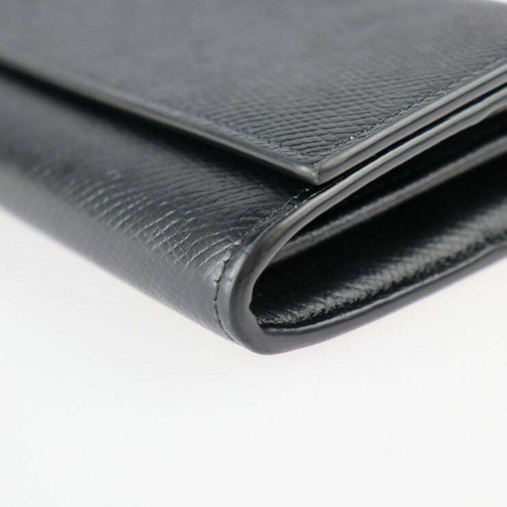 美品 CELINE セリーヌ ラージ フラップ ウォレット 二つ折り財布 10B563BEL カーフレザー ブラック ゴールド金具 長財布