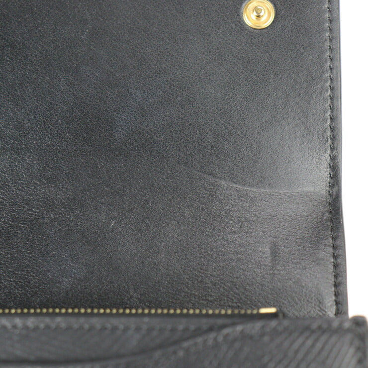 美品 CELINE セリーヌ ラージ フラップ ウォレット 二つ折り財布 10B563BEL カーフレザー ブラック ゴールド金具 長財布