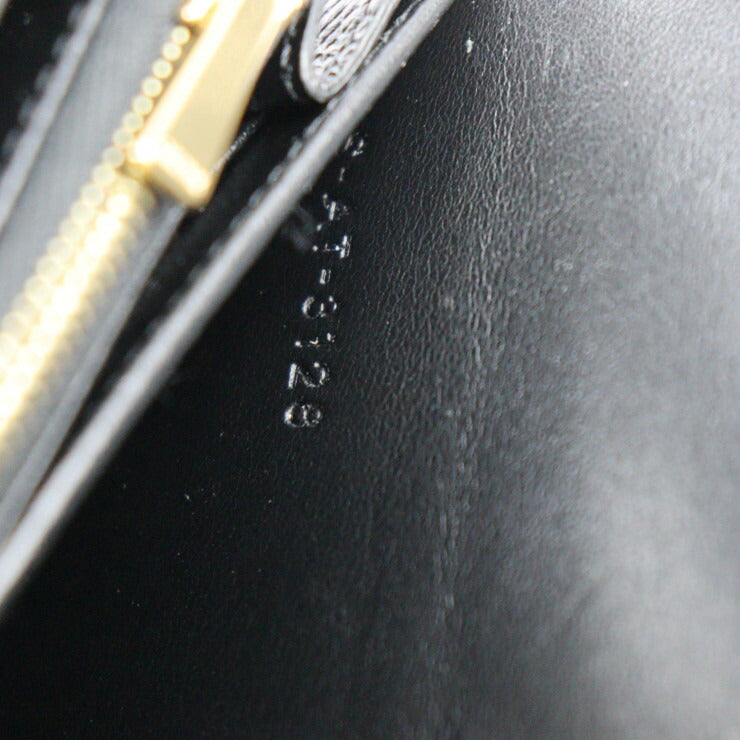 美品 CELINE セリーヌ ラージ フラップ ウォレット 二つ折り財布 10B563BEL カーフレザー ブラック ゴールド金具 長財布