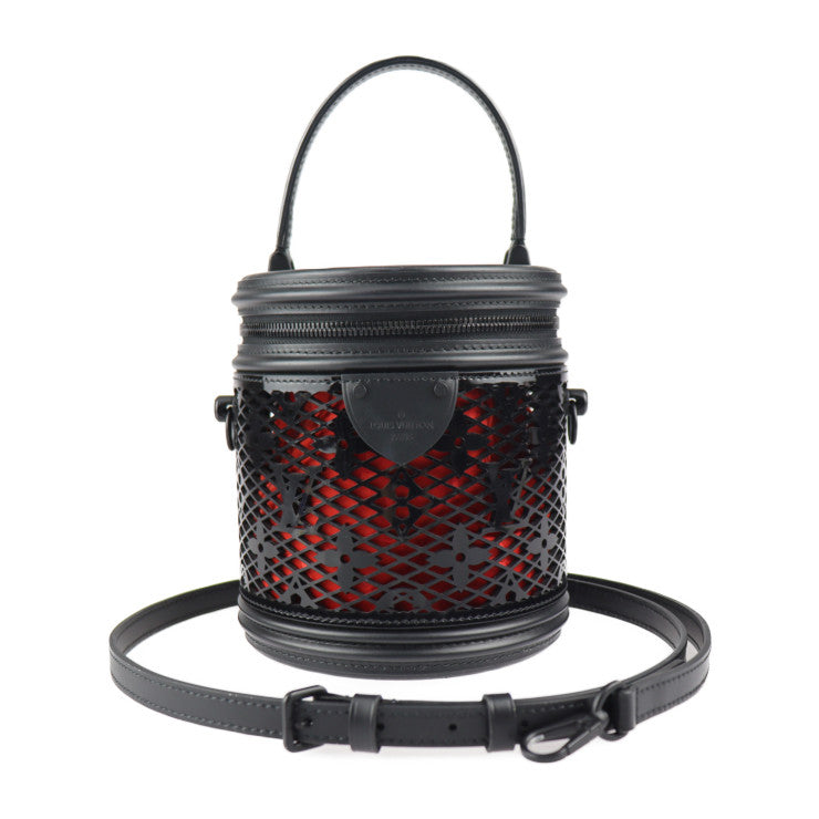 超美品 LOUIS VUITTON ルイ ヴィトン カンヌ モノグラム レース ハンドバッグ M20363 レザー ブラック レッド バニティバッグ 2WAY ショルダーバッグ ビトン