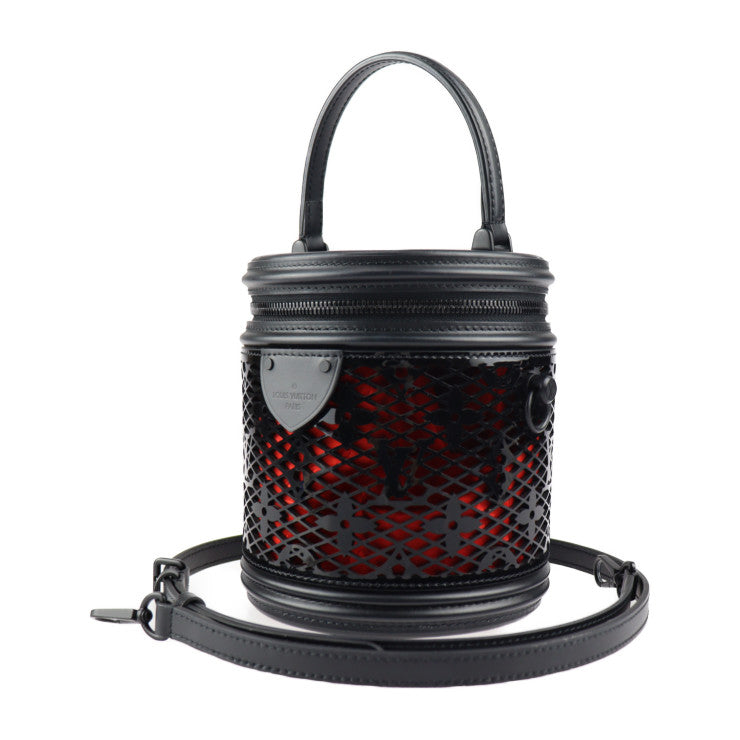 超美品 LOUIS VUITTON ルイ ヴィトン カンヌ モノグラム レース ハンドバッグ M20363 レザー ブラック レッド バニティバッグ 2WAY ショルダーバッグ ビトン