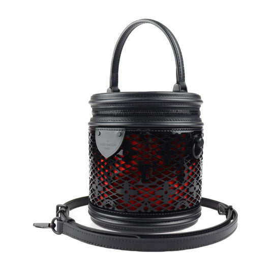 超美品 LOUIS VUITTON ルイ ヴィトン カンヌ モノグラム レース ハンドバッグ M20363 レザー ブラック レッド バニティバッグ 2WAY ショルダーバッグ ビトン