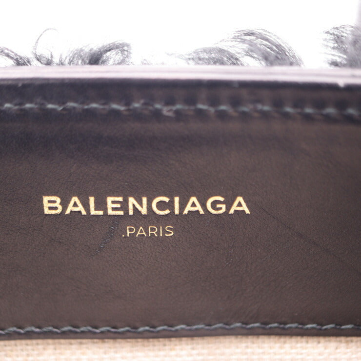 美品 BALENCIAGA バレンシアガ パドロックヌード ミニ ハンドバッグ 347237 BP91J 1000 ムートン レザー ブラック ゴールド金具 2WAY ショルダーバッグ