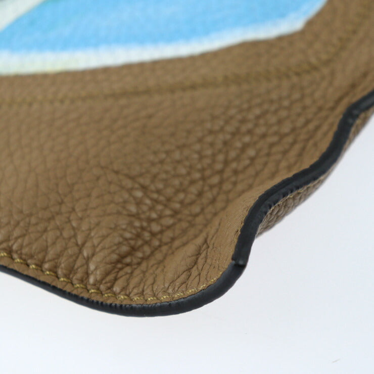 超美品 FENDI フェンディ プリントショッパー トートバッグ 7VA426 レザー ブラウン系 ショルダートート コーヒー カップ柄