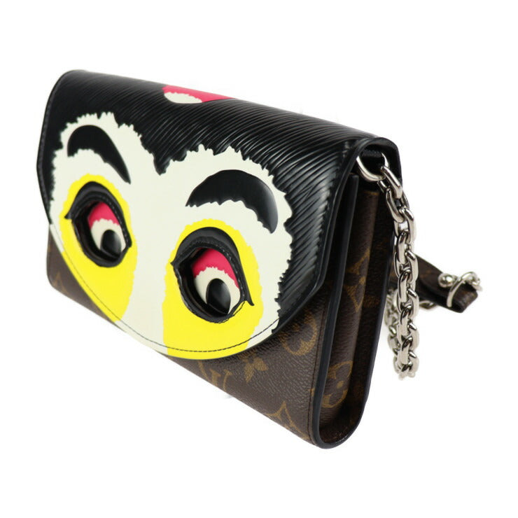 美品 LOUIS VUITTON ルイ ヴィトン ポルトフォイユ チェーン モノグラム ショルダーバッグ M67256 PVC レザー ブラウン マルチカラー シルバー金具 歌舞伎 チェーンウォレット 長財布 山本寛斎 コラボ