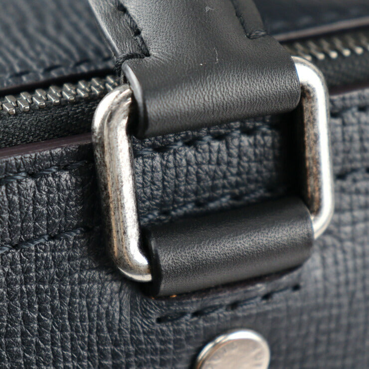 美品 LOUIS VUITTON ルイ ヴィトン キャニオン オールデイ ユタ ビジネスバッグ M54966 レザー ブルーマリーヌ ダークネイビー系 ブラック シルバー金具 2WAY ブリーフケース ショルダーバッグ