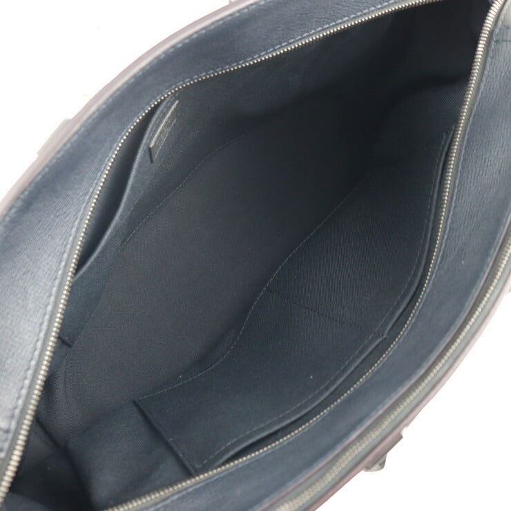 美品 LOUIS VUITTON ルイ ヴィトン キャニオン オールデイ ユタ ビジネスバッグ M54966 レザー ブルーマリーヌ ダークネイビー系 ブラック シルバー金具 2WAY ブリーフケース ショルダーバッグ