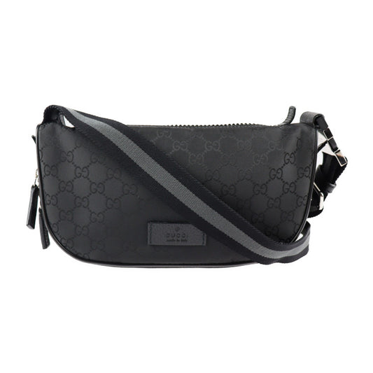 超美品 GUCCI グッチ GGナイロン ウエストバッグ 449182 レザー ナイロン ブラック シルバー金具 ボディバッグ ヒップバッグ