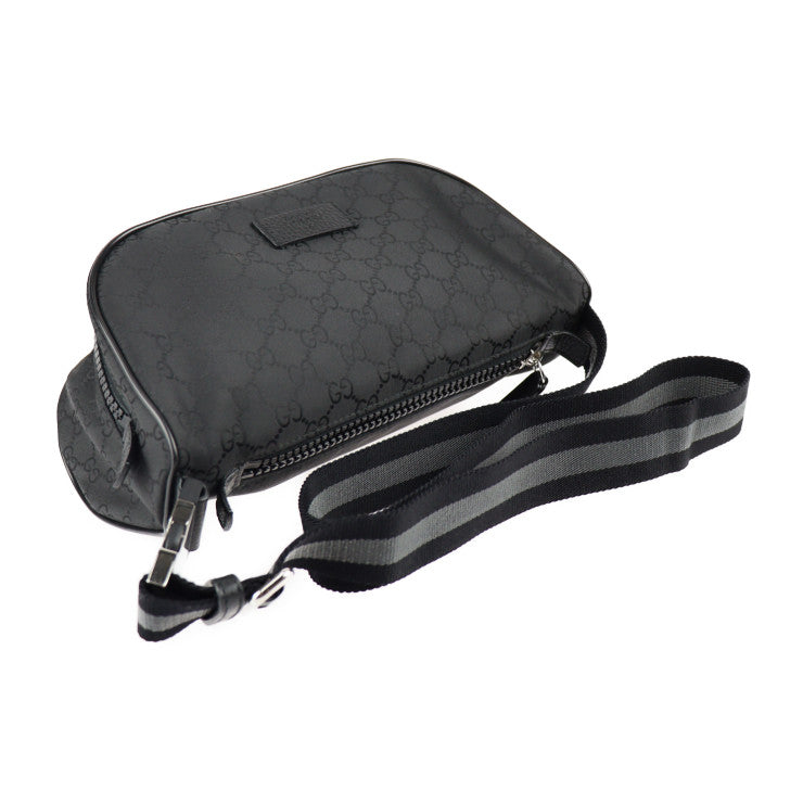 超美品 GUCCI グッチ GGナイロン ウエストバッグ 449182 レザー ナイロン ブラック シルバー金具 ボディバッグ ヒップバッグ