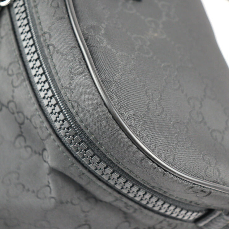 超美品 GUCCI グッチ GGナイロン ウエストバッグ 449182 レザー ナイロン ブラック シルバー金具 ボディバッグ ヒップバッグ