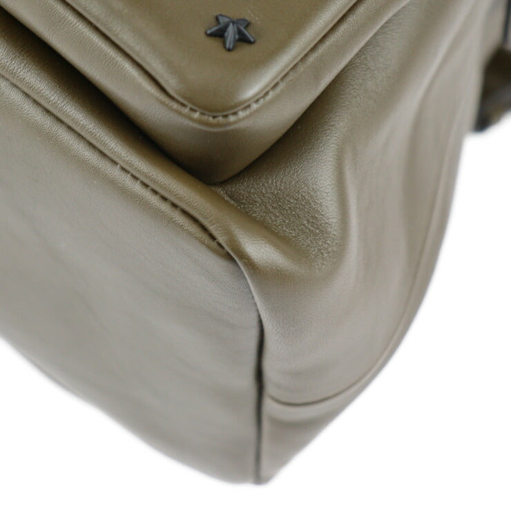 美品 JIMMY CHOO ジミーチュウ LENNOX レノックス リュック・デイパック レザー オリーブ系 シルバー金具 バックパック スタースタッズ