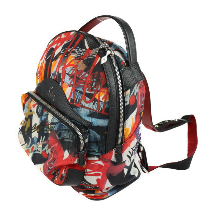 Christian Louboutin クリスチャンルブタン BACKLOUBI SMALL バックルビ スモール リュック・デイパック 1195152 ナイロン レザー マルチカラー シルバー金具 バックパック スタッズ