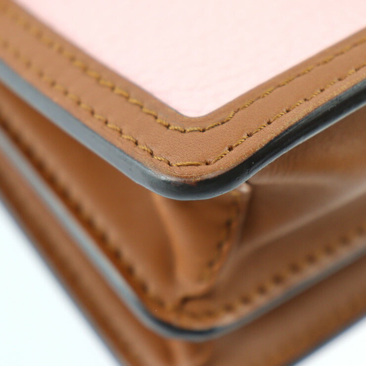 LOUIS VUITTON ルイ ヴィトン ドーフィーヌMINI ショルダーバッグ M53805 トリヨンレザー ブラウン ピンク ゴールド金具 サークルロゴ