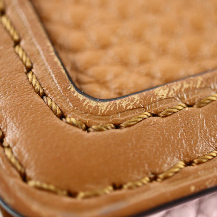 LOUIS VUITTON ルイ ヴィトン ドーフィーヌMINI ショルダーバッグ M53805 トリヨンレザー ブラウン ピンク ゴールド金具 サークルロゴ