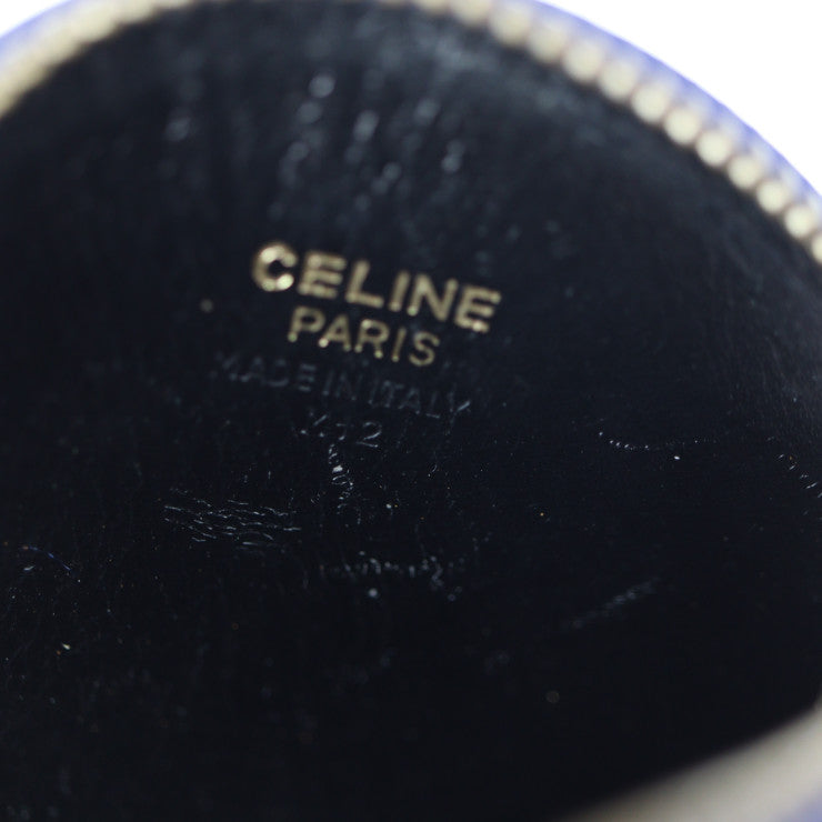 CELINE セリーヌ オールドセリーヌ コインケース - レザー パープルネイビー ゴールド金具 サークルロゴ ラウンド 丸型 小銭入れ