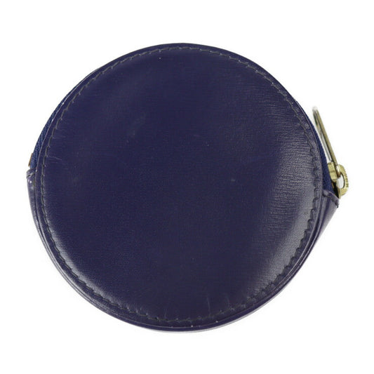 CELINE セリーヌ オールドセリーヌ コインケース - レザー パープルネイビー ゴールド金具 サークルロゴ ラウンド 丸型 小銭入れ