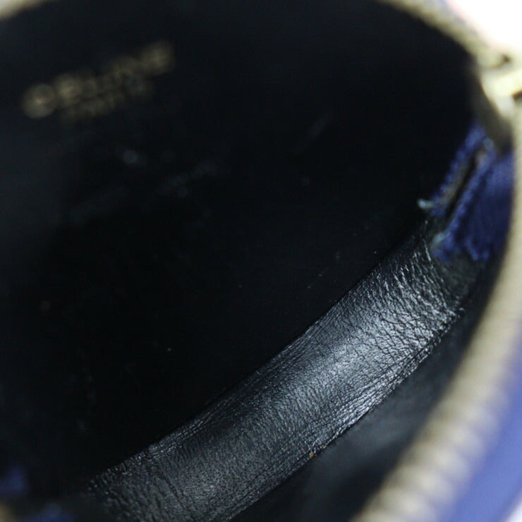 CELINE セリーヌ オールドセリーヌ コインケース - レザー パープルネイビー ゴールド金具 サークルロゴ ラウンド 丸型 小銭入れ