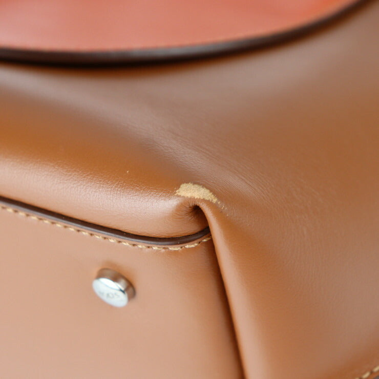 美品 TOD’S トッズ タスカ トートバッグ レザー ブラウン オレンジ ベージュ ショルダーバッグ