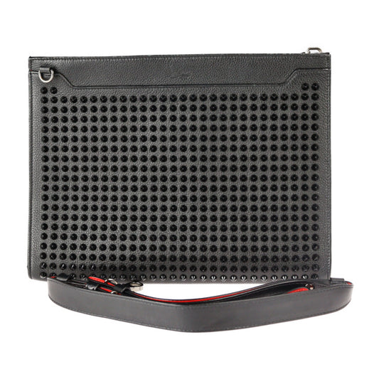 Christian Louboutin クリスチャンルブタン SKYPOUCH スカイポーチ ショルダーバッグ 1185130 カーフレザー ブラック レッド 2WAY セカンドバッグ クラッチバッグ スパイクスタッズ