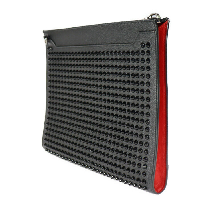 Christian Louboutin クリスチャンルブタン SKYPOUCH スカイポーチ ショルダーバッグ 1185130 カーフレザー ブラック レッド 2WAY セカンドバッグ クラッチバッグ スパイクスタッズ