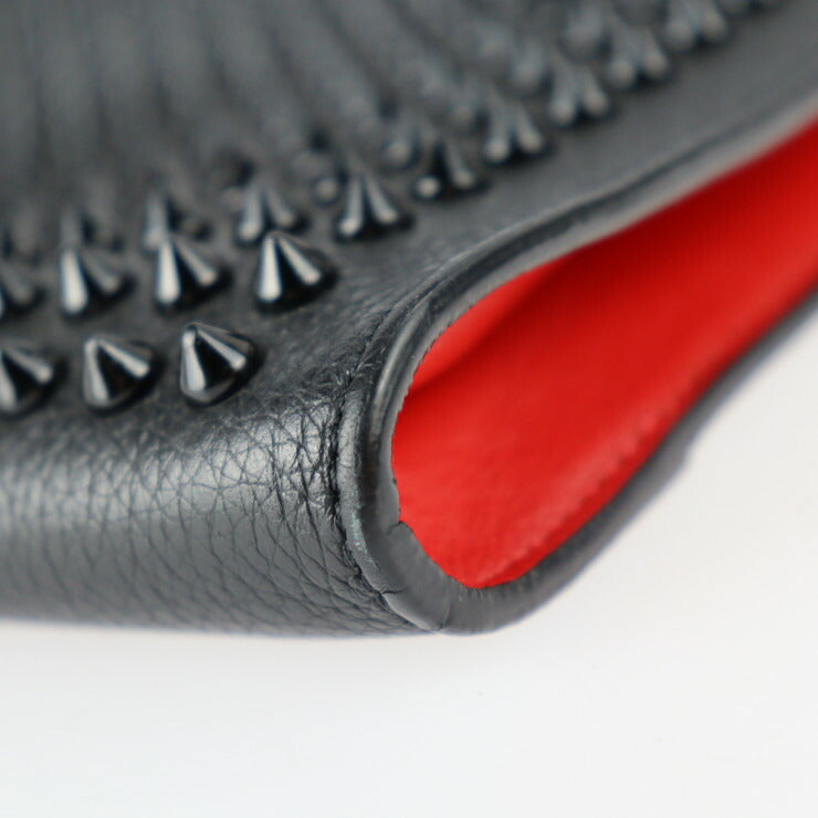 Christian Louboutin クリスチャンルブタン SKYPOUCH スカイポーチ ショルダーバッグ 1185130 カーフレザー ブラック レッド 2WAY セカンドバッグ クラッチバッグ スパイクスタッズ