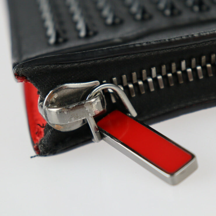 Christian Louboutin クリスチャンルブタン SKYPOUCH スカイポーチ ショルダーバッグ 1185130 カーフレザー ブラック レッド 2WAY セカンドバッグ クラッチバッグ スパイクスタッズ